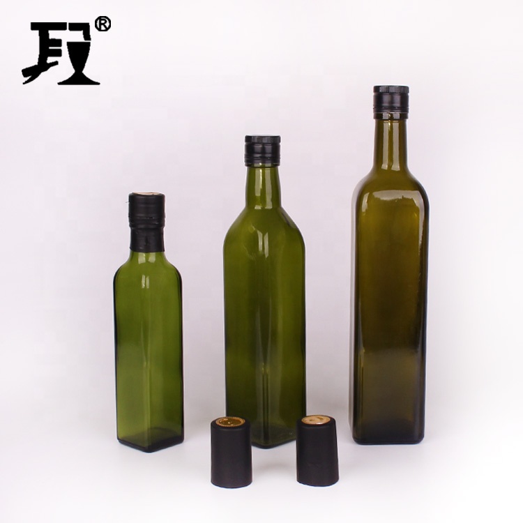 Square 250ml 500ml Clear glass bottle for olive oil in stock