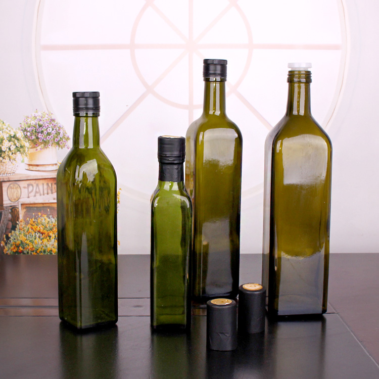 Square 250ml 500ml Clear glass bottle for olive oil in stock