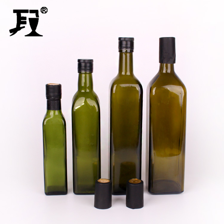 Square 250ml 500ml Clear glass bottle for olive oil in stock