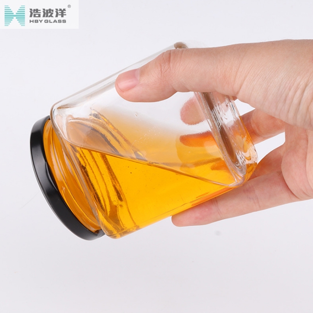 Square 280ml 380ml candy glass storage jar with metal lid