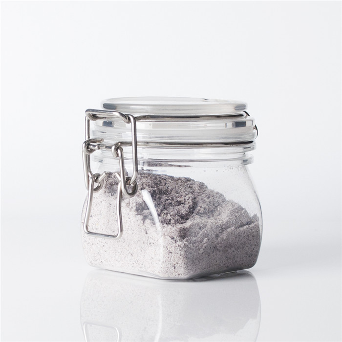 Square 300ml 10oz pet plastic wide mouth jar food grade kilne jar airtight jar with wire bail for food storage face mask contain