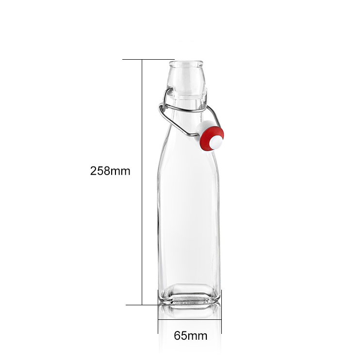 Square 500ml swing top bottle milk bottle with gasket