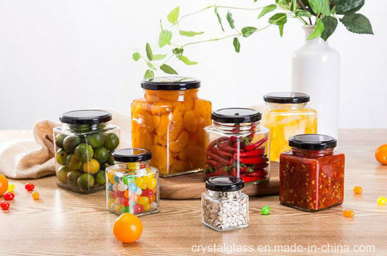 Square 50ml 100ml 150ml 300ml 500ml 750ml glass honey jar with lid