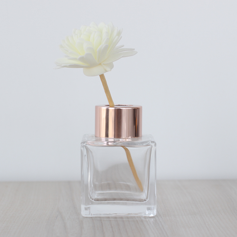 Square 50ml 100ml 150ml clear reed diffuser Bottle Aromatherapy Bottle with rattan sticks for aroma oil container