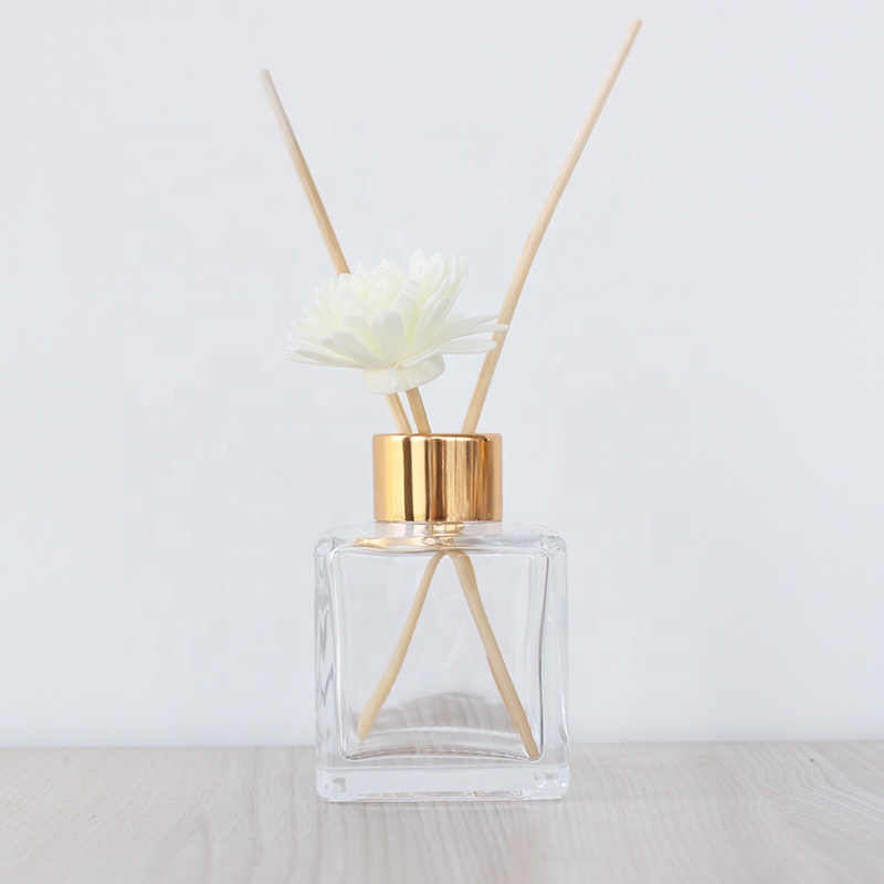 Square 50ml 100ml 150ml clear reed diffuser Bottle Aromatherapy Bottle with rattan sticks for aroma oil container