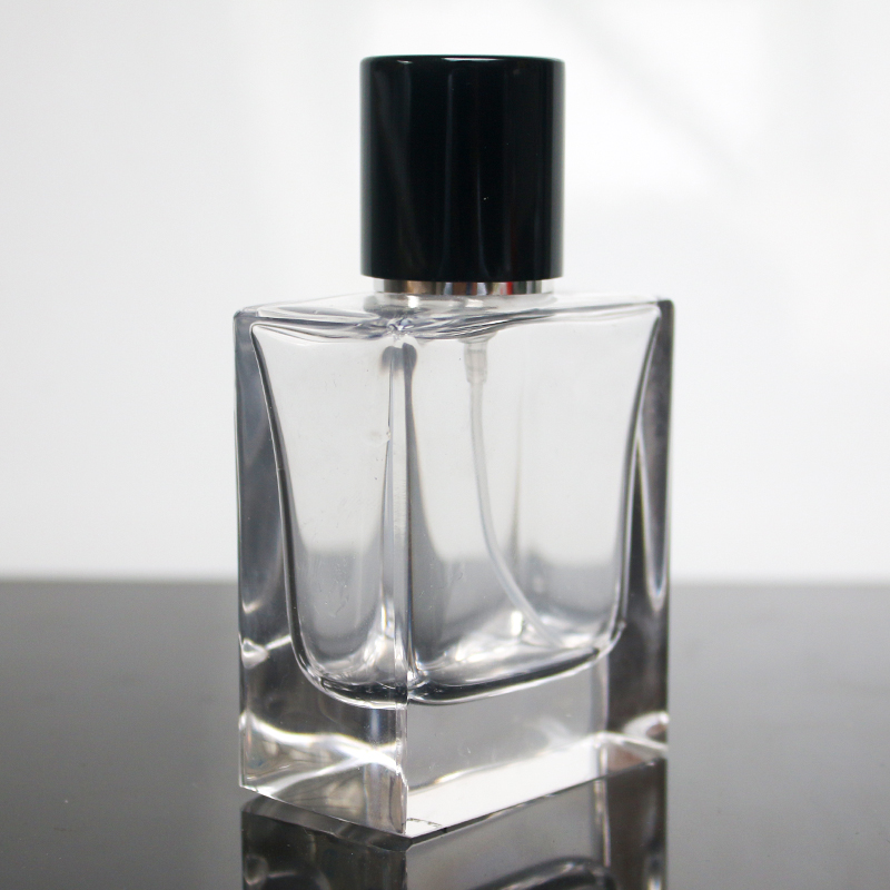 Square 50ml perfume glass bottle with magnetic cap