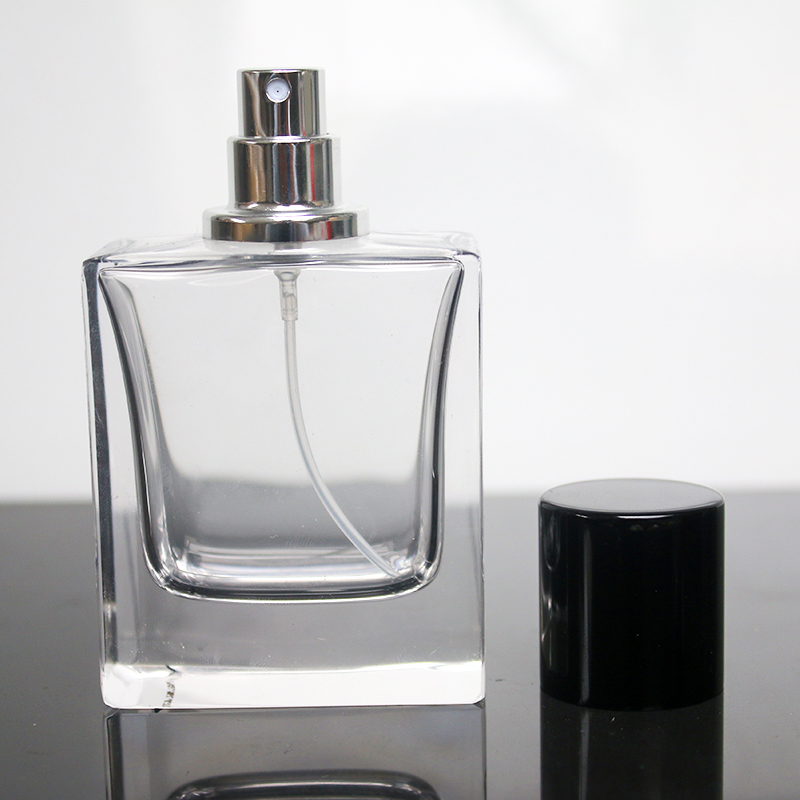 Square 50ml perfume glass bottle with magnetic cap