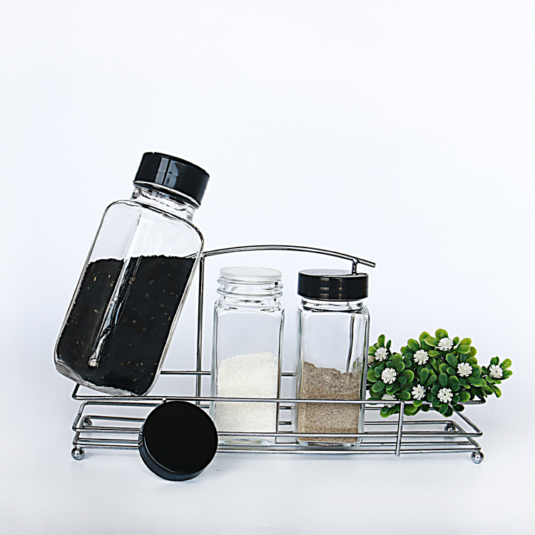 Square 80ml 120ml Cruet Glass Storage Bottle Spice Jars with Shaker Tops Lids