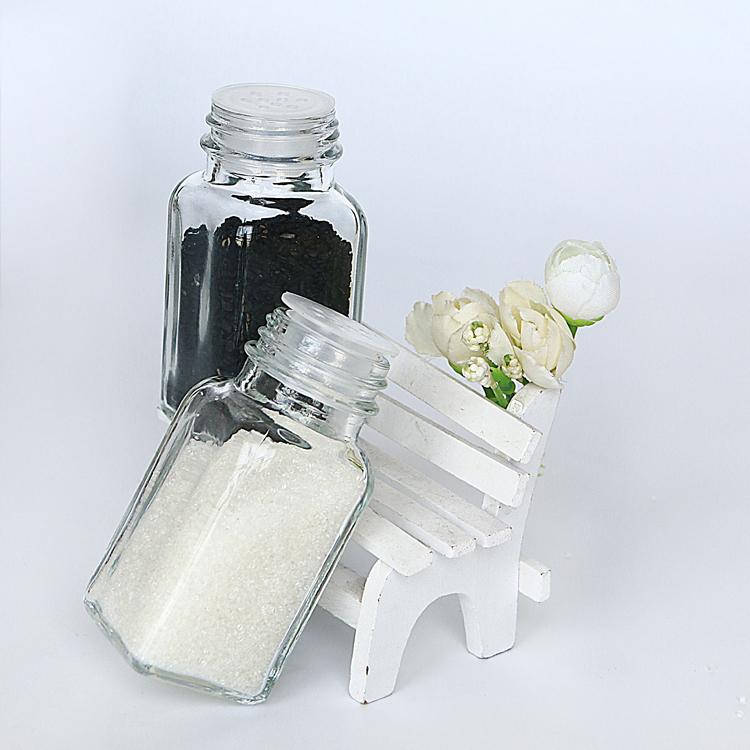 Square 80ml 120ml Cruet Glass Storage Bottle Spice Jars with Shaker Tops Lids