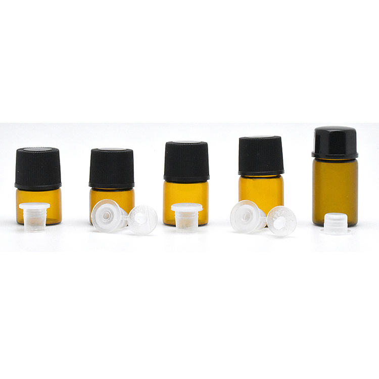Square Amber Essential Oil Bottle Glass Dropper Oil 3 Ml Attar Bottle For Cosmetic