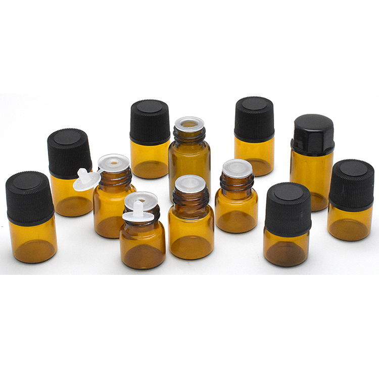 Square Amber Essential Oil Bottle Glass Dropper Oil 3 Ml Attar Bottle For Cosmetic