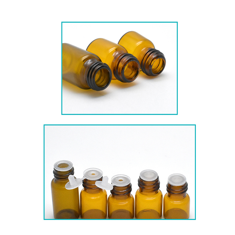 Square Amber Essential Oil Bottle Glass Dropper Oil 3 Ml Attar Bottle For Cosmetic