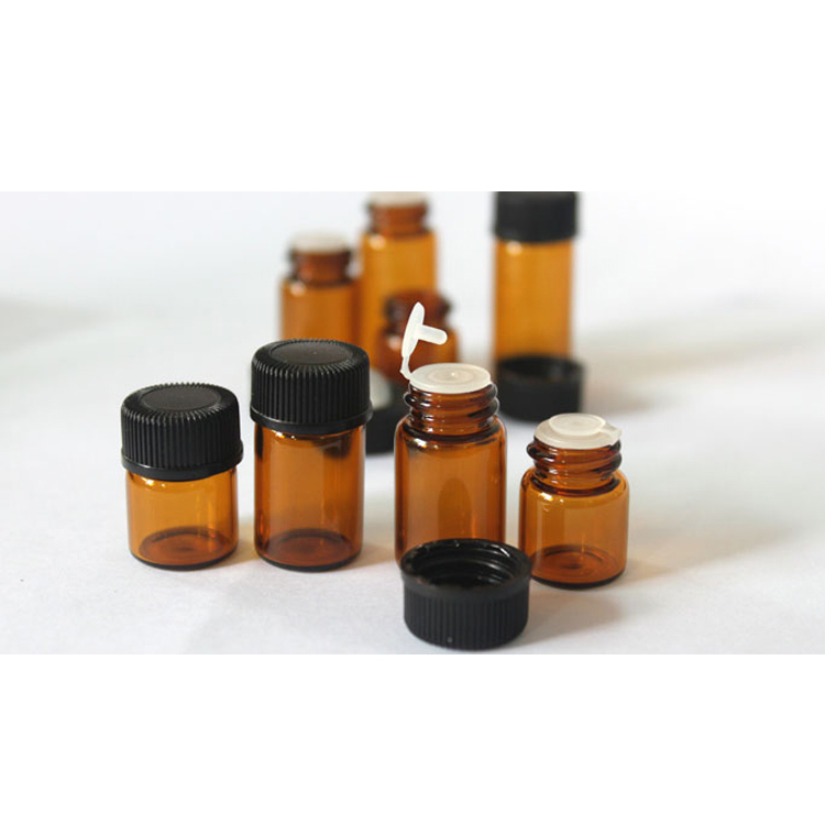 Square Amber Essential Oil Bottle Glass Dropper Oil 3 Ml Attar Bottle For Cosmetic