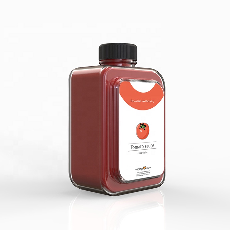 Square Clear Glass Bottle for Coffee / Sauce Bottle