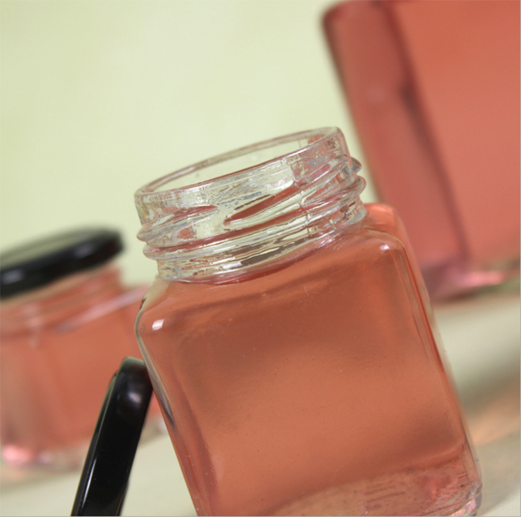 Square Clear Glass Honey Jam Sauce Jar Storage bottles&jars honey jars in bulk