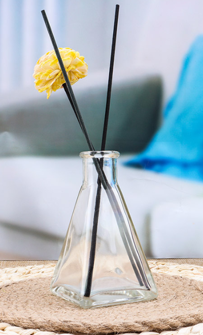 Square Conical Crimp Cap Clear Glass 100ml Home Hotel Washroom Empty Perfume Reed Diffuse Glass Bottle