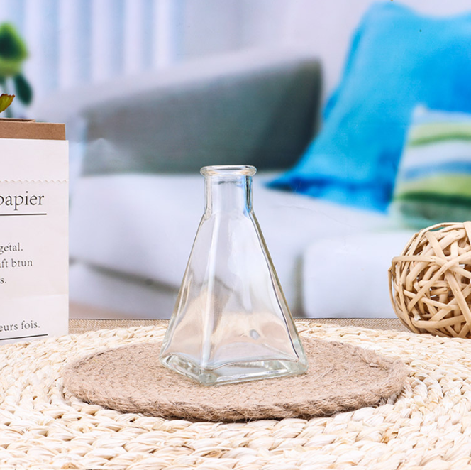 Square Conical Crimp Cap Clear Glass 100ml Home Hotel Washroom Empty Perfume Reed Diffuse Glass Bottle