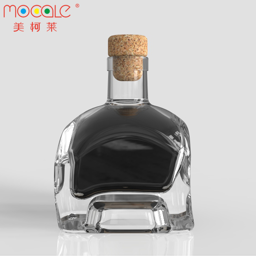 Square Empty Stackable 375ml Glass Wine Bottles With Cork For Vodka Brandy Limoncello Tequila
