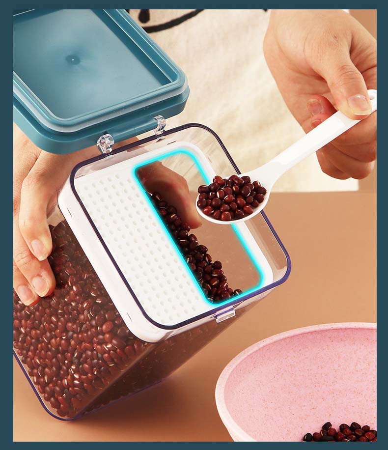 Square Food-Grade Air Tight Damp-Proof Plastic Cereal Storage Containers With Snap Joint Lids For Kitchen Fridge Organization