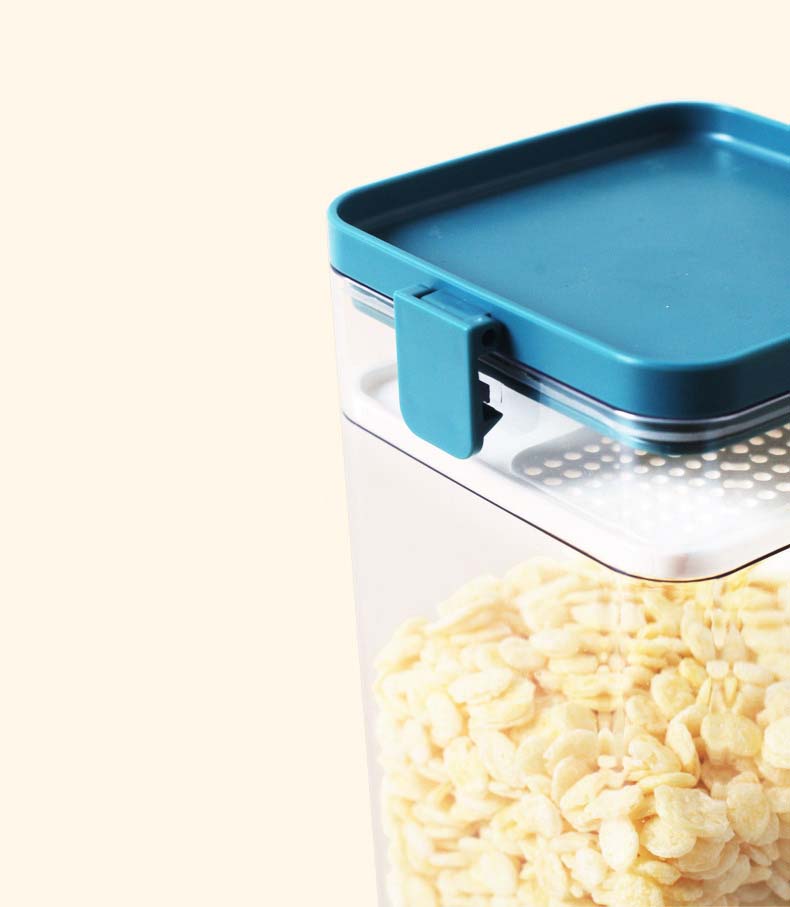 Square Food-Grade Air Tight Damp-Proof Plastic Cereal Storage Containers With Snap Joint Lids For Kitchen Fridge Organization