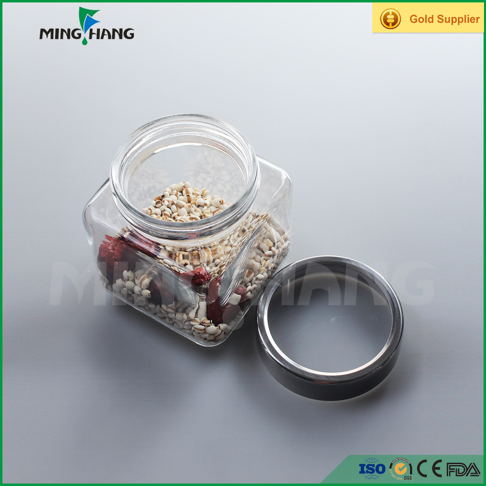 Square Food storage glass jar dry fruit glass bottle 450ml 750ml 1000ml