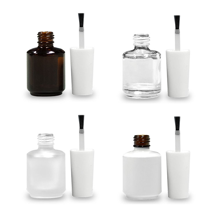 Square Frosted Glass Wholesale White Fancy Luxury Custom 15ml Uv Gel Empty Nail Polish Bottle with Brush