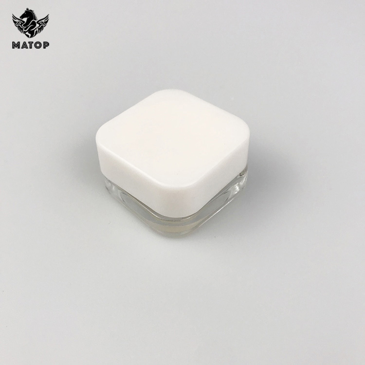 Square Frosted White Glass Container Jars Child Resistant weed stash jar