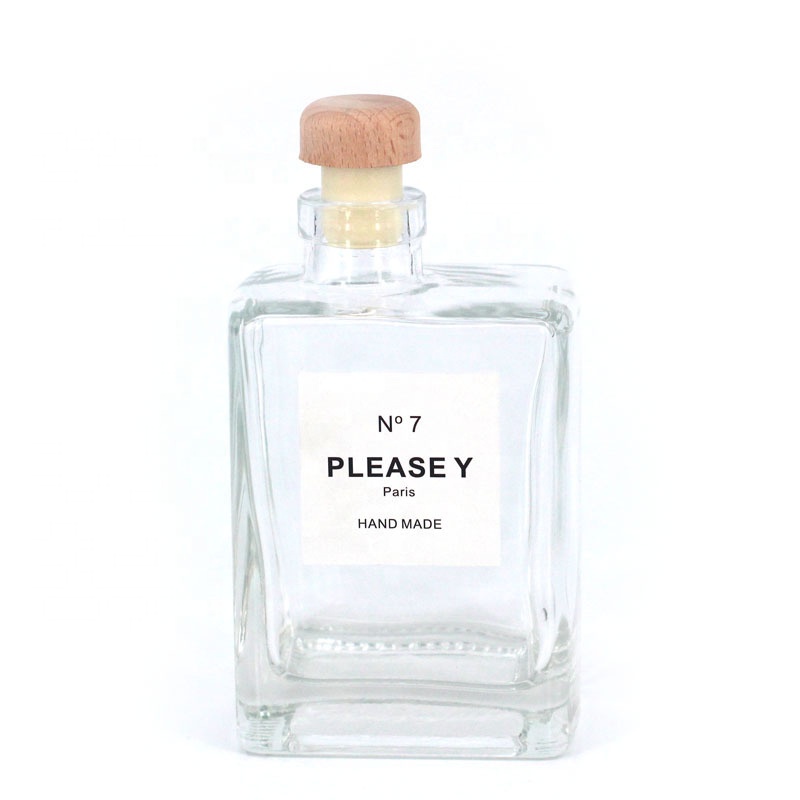 Square Glass Bottle Unique Design 300ml Screw Cap Juice Candy with Cork for Milky Tea Cold Brew Coffee Fruit Wine Acid Etch