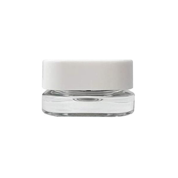 Square Glass Clear, Opaque Black, White Concentrate Jars With Child Resistant Lid