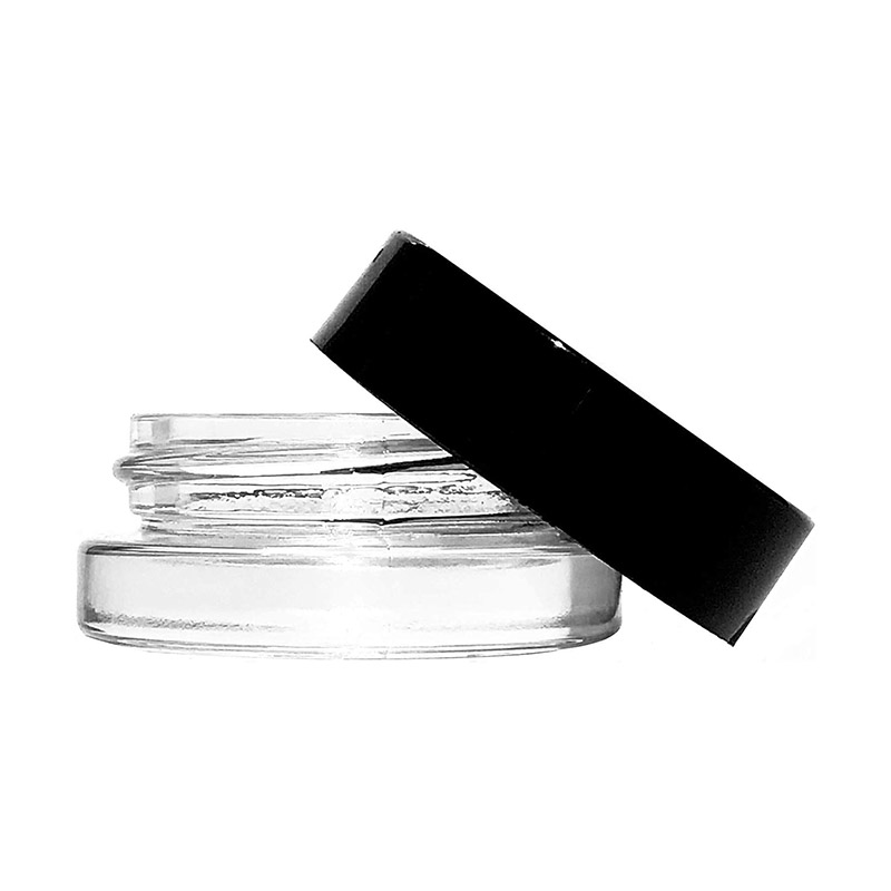 Square Glass Clear, Opaque Black, White Concentrate Jars With Child Resistant Lid