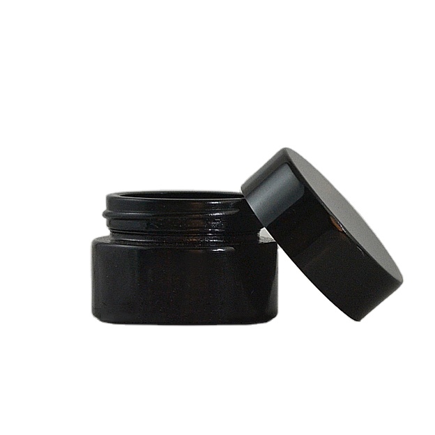 Square Glass Clear, Opaque Black, White Concentrate Jars With Child Resistant Lid
