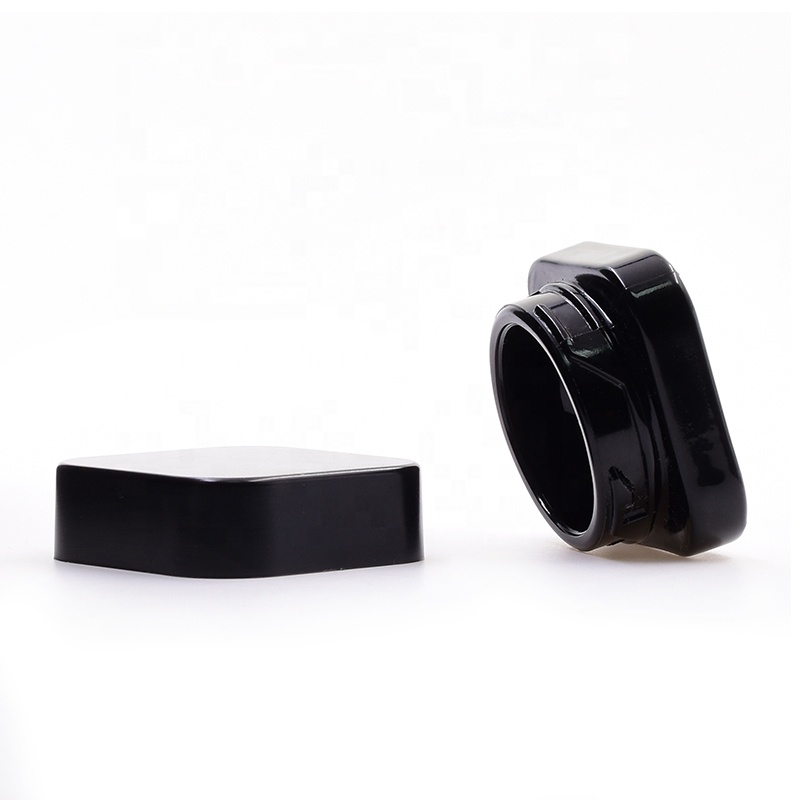 Square Glass Container 5ml small Black UV Child Proof Concentrates Glass Jar cosmetic packing With Black Lid For Thick Oil Herb