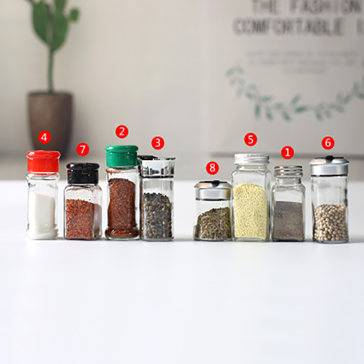 Square Glass Containers With Empty Jars Spice Bottles Jars w/ label Set with Chalkboard Clear Label Pour/Sift Shakers