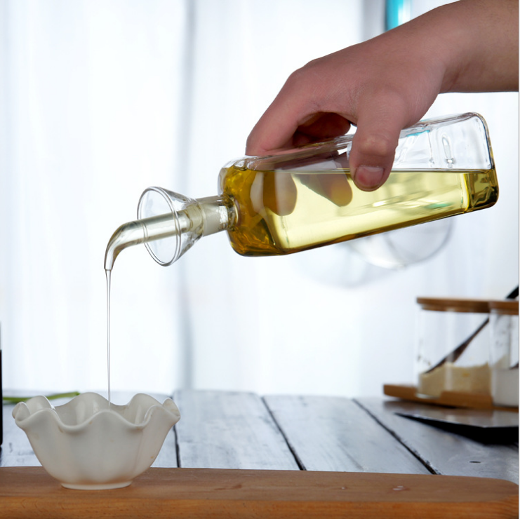 Square Glass Cruet Bottle Glass Olive Oil Vinegar Dispenser Oil Bottle