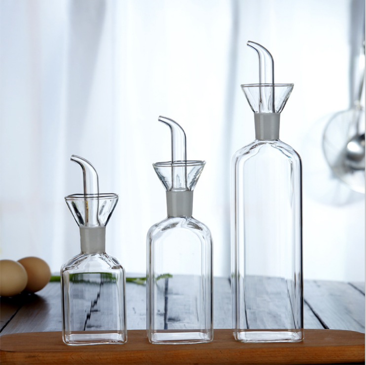 Square Glass Cruet Bottle Glass Olive Oil Vinegar Dispenser Oil Bottle