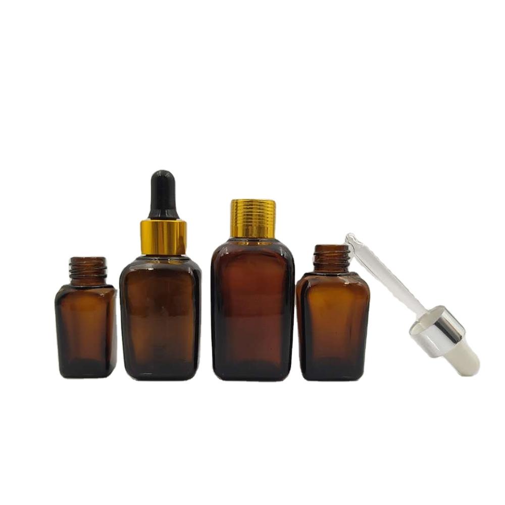 Square Glass Dropper Bottle Amber Essential Oil Screen Printing Personal Care Wholesale High Quality 100ml