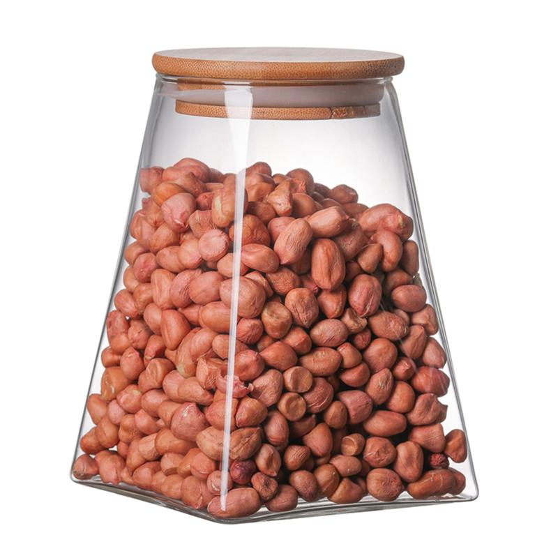 Square Glass Jar Food Sealed Storage Container Grain Canister for Loose Tea Coffee Bean