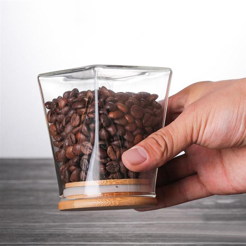 Square Glass Jar Food Sealed Storage Container Grain Canister for Loose Tea Coffee Bean