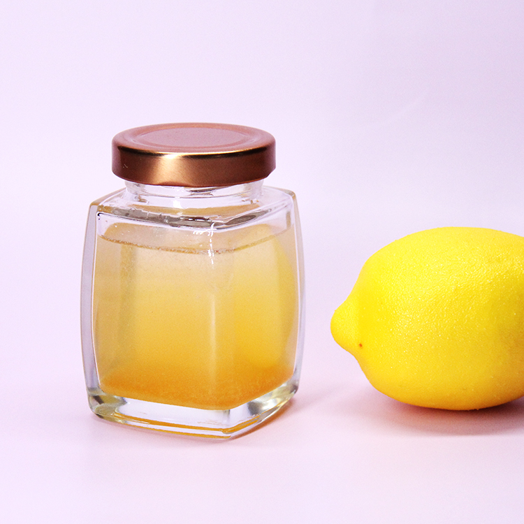 Square Glass Jar For Honey, Honey Bear Jar With Metal Lid