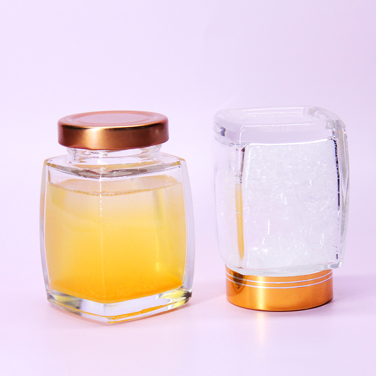Square Glass Jar For Honey, Honey Bear Jar With Metal Lid