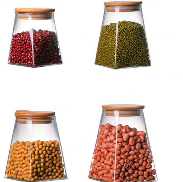 Square Glass Jars High Capacity Borosilicate Sealed Containers Food Canister For Grains Snacks Tea Spice