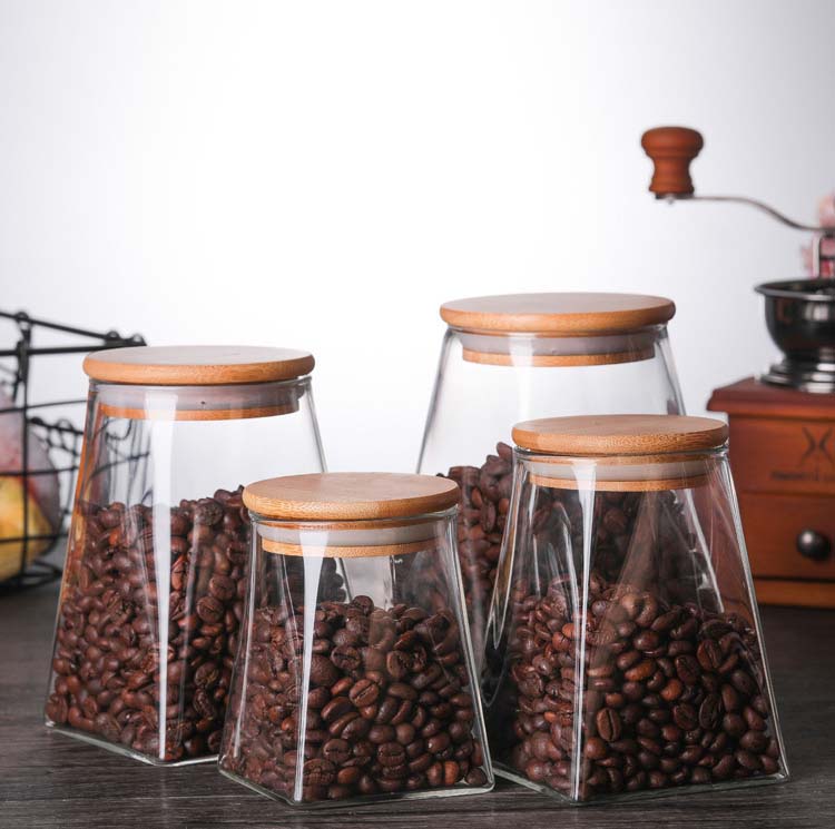 Square Glass Jars High Capacity Borosilicate Sealed Containers Food Canister For Grains Snacks Tea Spice