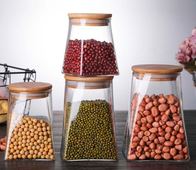 Square Glass Jars High Capacity Borosilicate Sealed Containers Food Canister For Grains Snacks Tea Spice