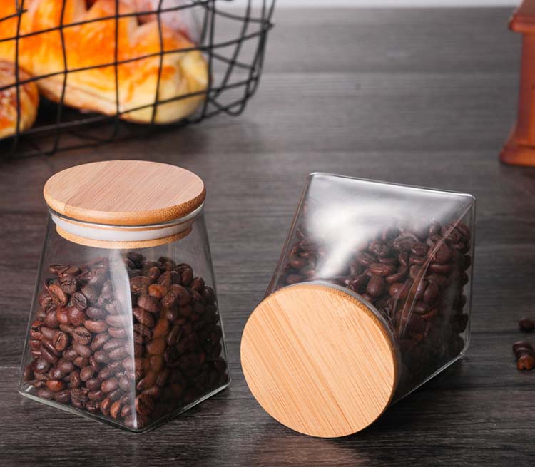 Square Glass Jars High Capacity Borosilicate Sealed Containers Food Canister For Grains Snacks Tea Spice