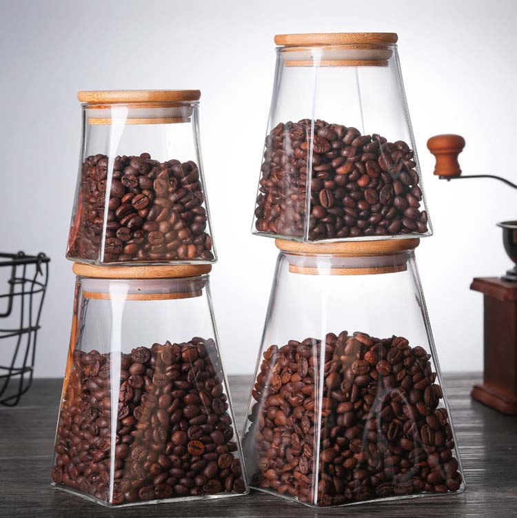 Square Glass Jars High Capacity Borosilicate Sealed Containers Food Canister For Grains Snacks Tea Spice