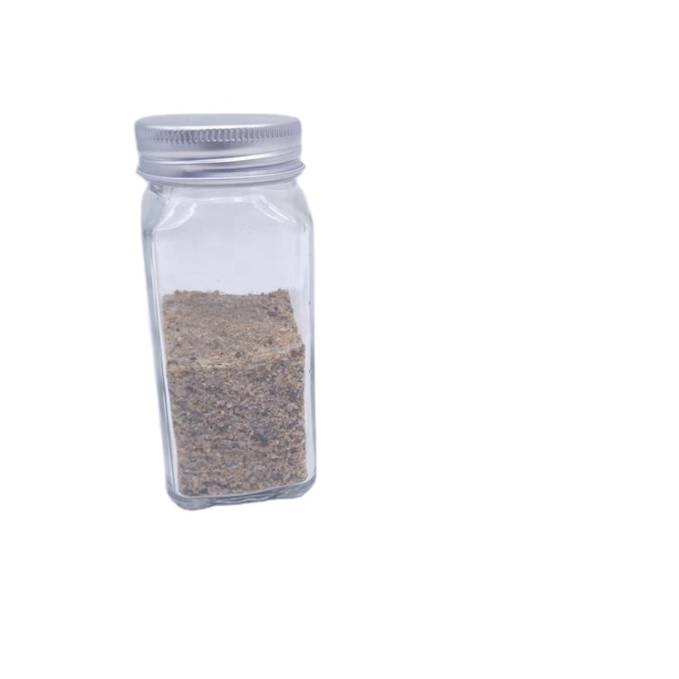 Square Glass Spice Bottles 4oz Spice Glass Jar with Silver Metal Lids Shaker Tops