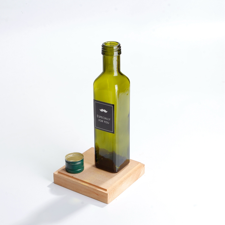 Square Green 500ml Organic Extra Virgin Olive Oil Glass Bottles With Tamper Proofed Lid
