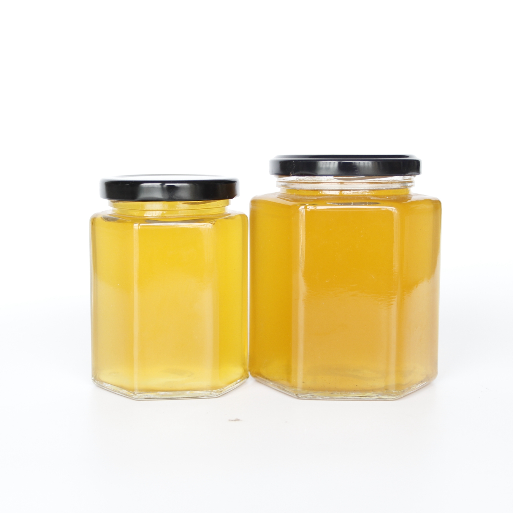 Square Hexagon 50ml 100ml 180ml 280ml 500ml 730ml Glass Honey Jar With Screw Metal Lids