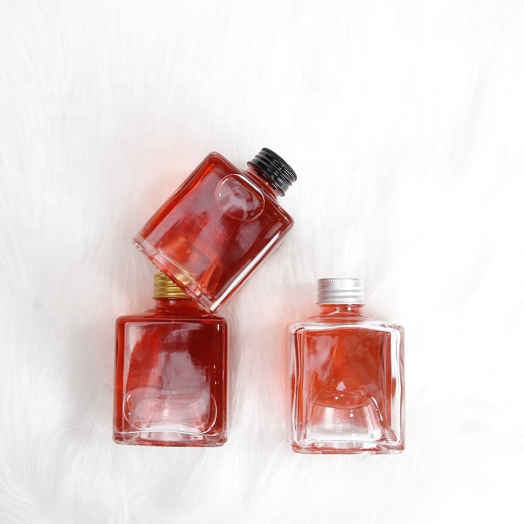 Square High Flint 150ml 250ml Glass Wine Bottle With Lid For Cocktails Tonic Drink Falvored Bottle