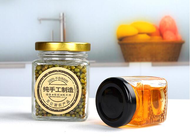 Square House Storage Container Empty Bottles Canned Glass Jars Sauce Bottles